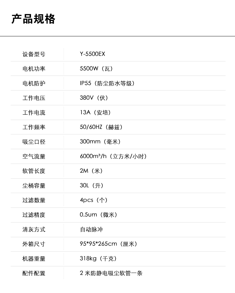 御卫仕大功率防爆除尘器Y-5500EX