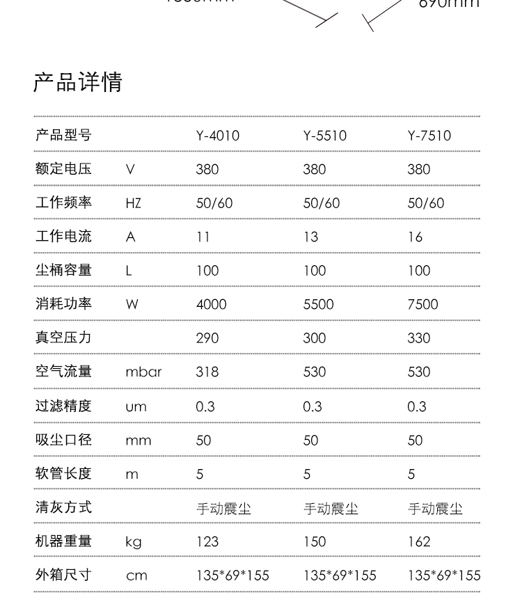 御卫仕三相电重工业吸尘器Y-4010