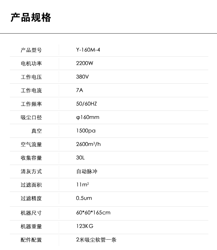 御卫仕小型中压除尘器Y-160M-4